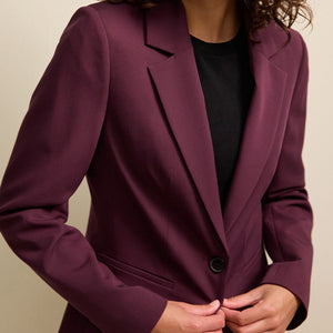 Burgundy Red Single Breasted Blazer