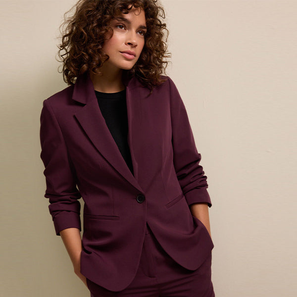 Burgundy Red Single Breasted Blazer