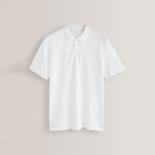 Load image into Gallery viewer, White Regular Fit Short Sleeve Pique Polo Shirt
