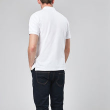 Load image into Gallery viewer, White Regular Fit Short Sleeve Pique Polo Shirt
