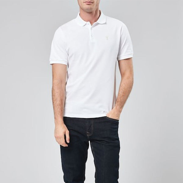 White Regular Fit Short Sleeve Pique Polo Shirt