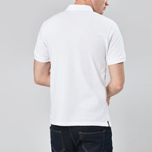 Load image into Gallery viewer, White Regular Fit Short Sleeve Pique Polo Shirt
