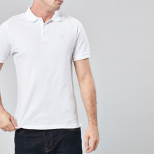 Load image into Gallery viewer, White Regular Fit Short Sleeve Pique Polo Shirt
