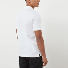Load image into Gallery viewer, White Regular Fit Short Sleeve Pique Polo Shirt
