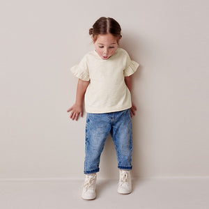 Ecru White Frill Short Sleeve T-Shirt