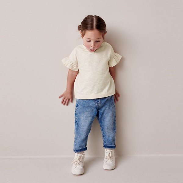 Ecru White Frill Short Sleeve T-Shirt