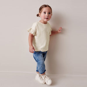 Ecru White Frill Short Sleeve T-Shirt