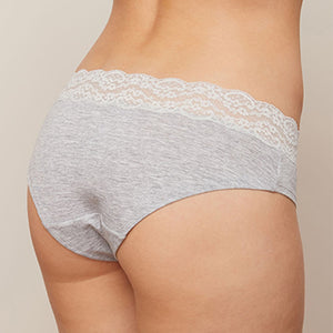 Monochrome Lace Trim Cotton Blend Knickers 4 Pack