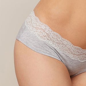 Monochrome Lace Trim Cotton Blend Knickers 4 Pack