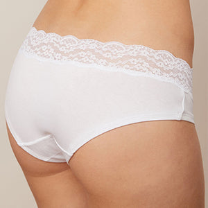 Monochrome Lace Trim Cotton Blend Knickers 4 Pack