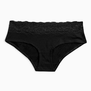 Monochrome Lace Trim Cotton Blend Knickers 4 Pack