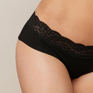 Monochrome Lace Trim Cotton Blend Knickers 4 Pack