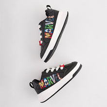 Load image into Gallery viewer, Black Standard Fit (F) Marvel Elastic Lace Trainers
