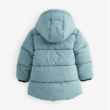 Load image into Gallery viewer, Mineral Blue Borg Teddy Lined Padded Coat (3mths-6yrs)
