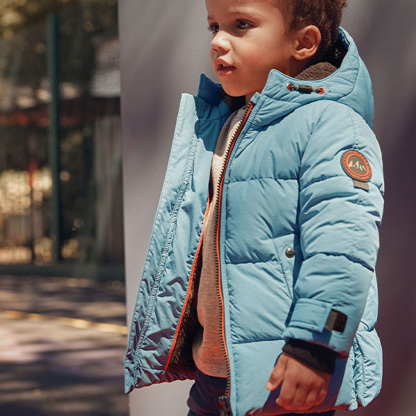 Mineral Blue Borg Teddy Lined Padded Coat (3mths-6yrs)