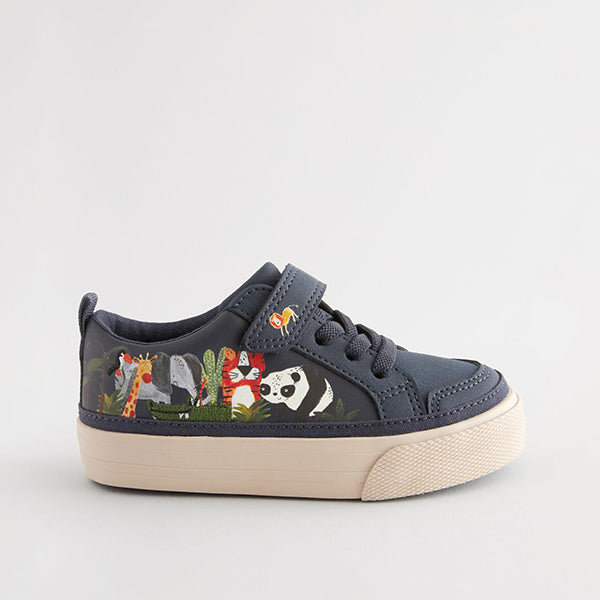 Navy Character Standard Fit (F) Touch Fastening Elastic Lace Trainers