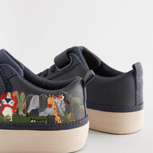 Load image into Gallery viewer, Navy Character Standard Fit (F) Touch Fastening Elastic Lace Trainers
