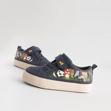 Load image into Gallery viewer, Navy Character Standard Fit (F) Touch Fastening Elastic Lace Trainers
