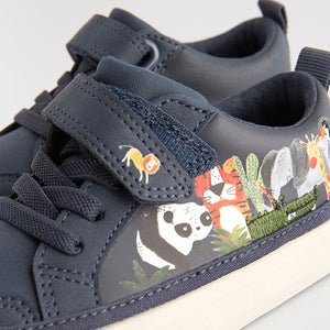 Navy Character Standard Fit (F) Touch Fastening Elastic Lace Trainers