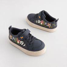 Load image into Gallery viewer, Navy Character Standard Fit (F) Touch Fastening Elastic Lace Trainers
