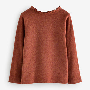 Rust Brown 100% Cotton Pointelle Top (3mths-6yrs)