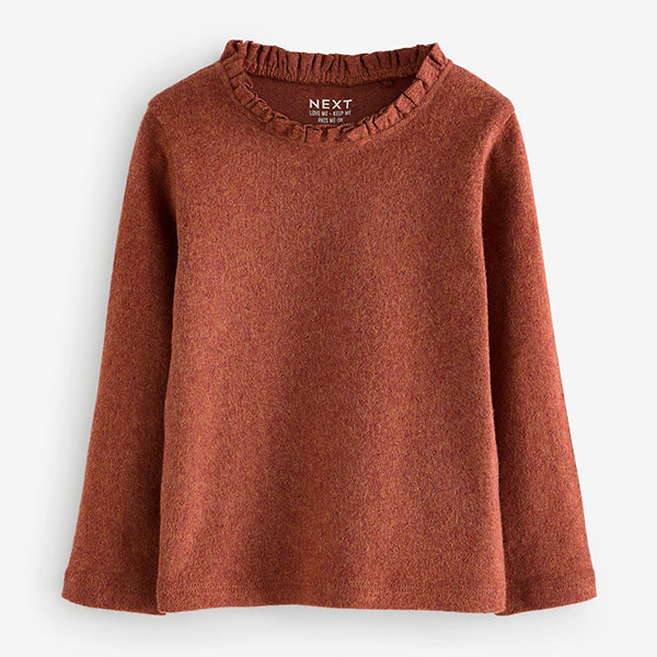 Rust Brown 100% Cotton Pointelle Top (3mths-6yrs)