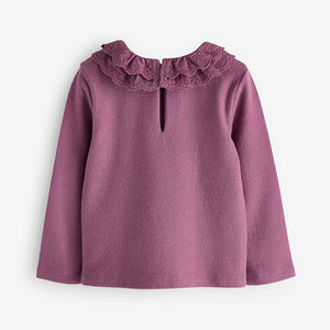 Purple Long Sleeve Collar Top (3mths-6yrs)