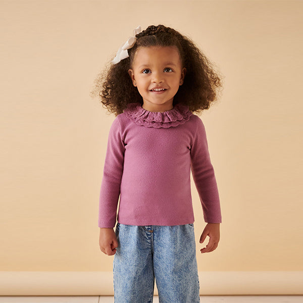 Purple Long Sleeve Collar Top (3mths-6yrs)