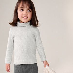 Grey Brushed Long Sleeve Roll Neck Top (3mths-6yrs)