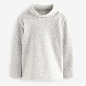 Grey Brushed Long Sleeve Roll Neck Top (3mths-6yrs)
