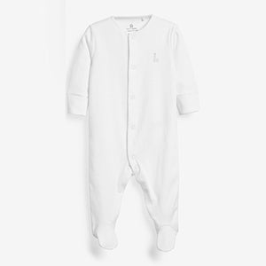 White Cotton Baby Sleepsuits 3 Pack (0-18mths)