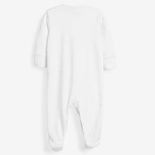 Load image into Gallery viewer, White Cotton Baby Sleepsuits 3 Pack (0-18mths)
