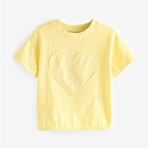 Yellow 100% Cotton Short Sleeve Appliqué T-Shirt (3mths-5yrs)