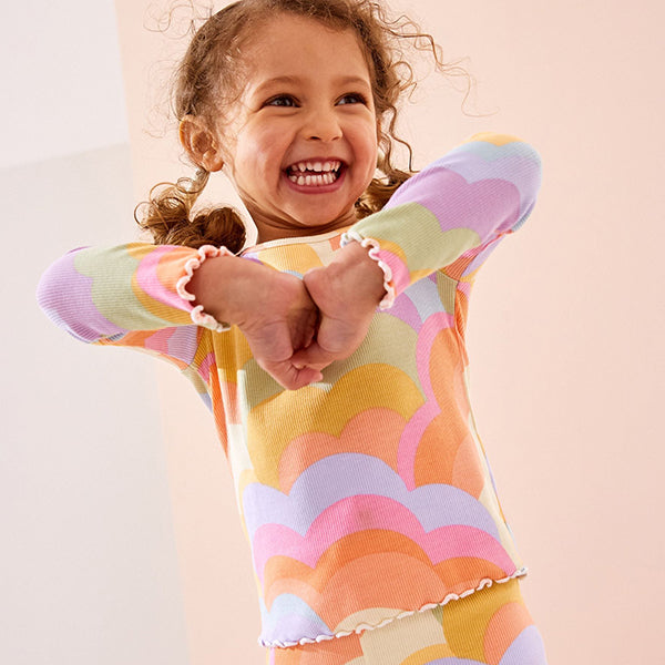 Rainbow Cotton Rich Long Sleeve Rib T-Shirt (3mths-7yrs)