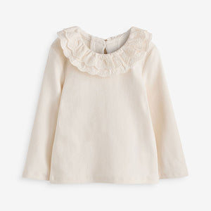 Ecru White Long Sleeve Collar Top (3mths-7yrs)