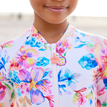 Load image into Gallery viewer, White Floral Long Sleeved Swimsuit
