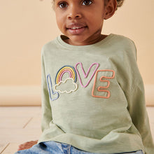 Load image into Gallery viewer, Green Love Slogan 100% Cotton Long Sleeve T-Shirt (3mths-6yrs)
