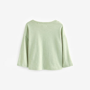 Green Love Slogan 100% Cotton Long Sleeve T-Shirt (3mths-6yrs)
