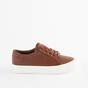 Tan Brown Lace Up Smart Trainers