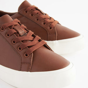 Tan Brown Lace Up Smart Trainers