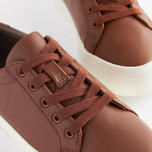 Load image into Gallery viewer, Tan Brown Lace Up Smart Trainers
