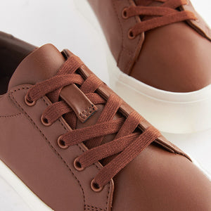 Tan Brown Lace Up Smart Trainers