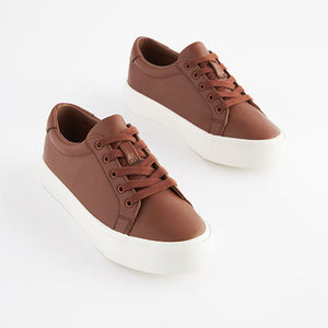 Tan Brown Lace Up Smart Trainers