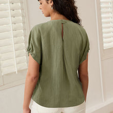 Load image into Gallery viewer, Sage Green Gathered Short Sleeve Textured Boxy T-Shirt
