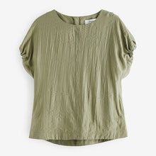 Load image into Gallery viewer, Sage Green Gathered Short Sleeve Textured Boxy T-Shirt
