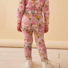 Load image into Gallery viewer, Pink Vintage Floral Rib Jersey Leggings (3mths-6yrs)
