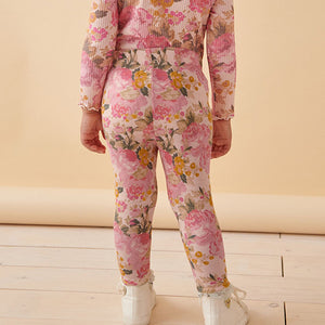 Pink Vintage Floral Rib Jersey Leggings (3mths-6yrs)