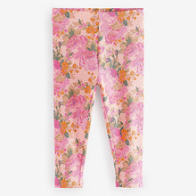 Load image into Gallery viewer, Pink Vintage Floral Rib Jersey Leggings (3mths-6yrs)
