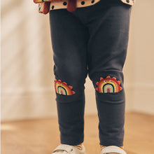 Load image into Gallery viewer, Charcoal Grey Rainbow Embellished Leggings (9mths-6yrs)
