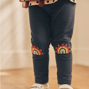 Charcoal Grey Rainbow Embellished Leggings (9mths-6yrs)